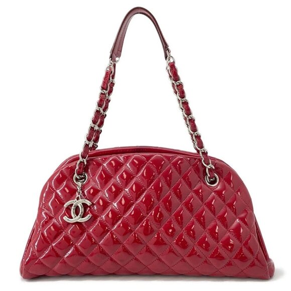CHANEL Matelasse Mademoiselle Chain Boring Shoulder Patent Leather Red - Picture 1 of 15
